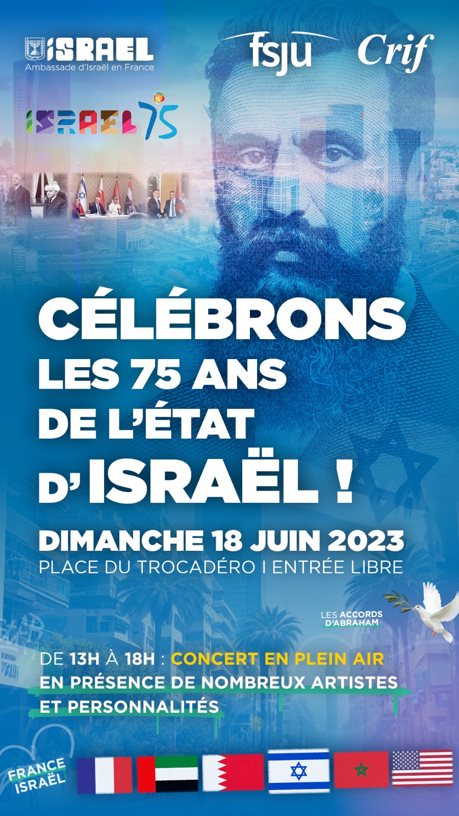 Le FSJU, l’Ambassade d’Israël et le CRIF célèbrent les 75 ans de l’État d’Israël !